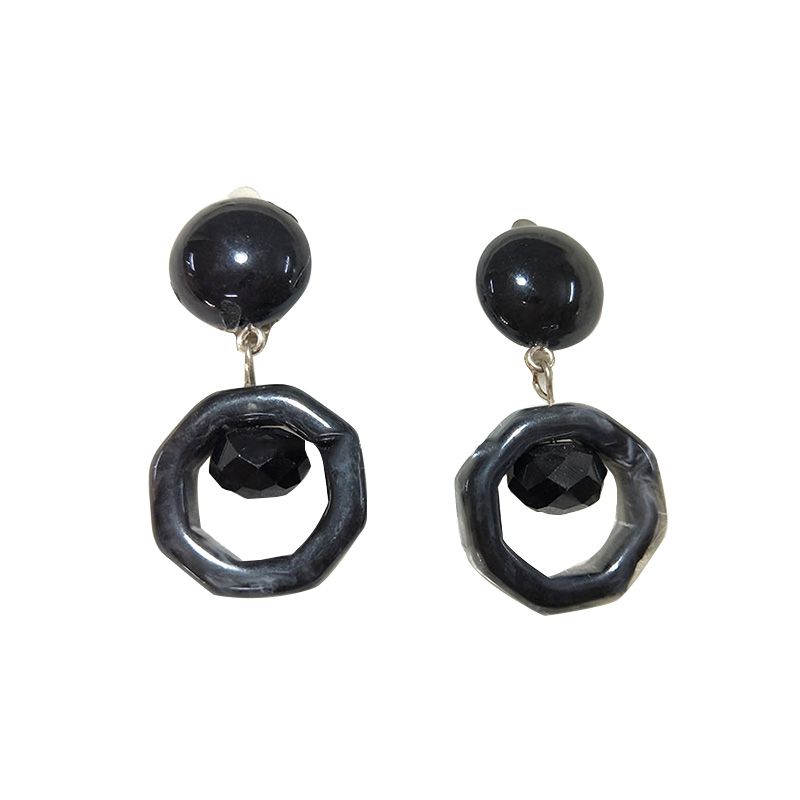 Retro Acrylic Black Stone Earrings Elliptic Geometric Earrings Popular Earrings