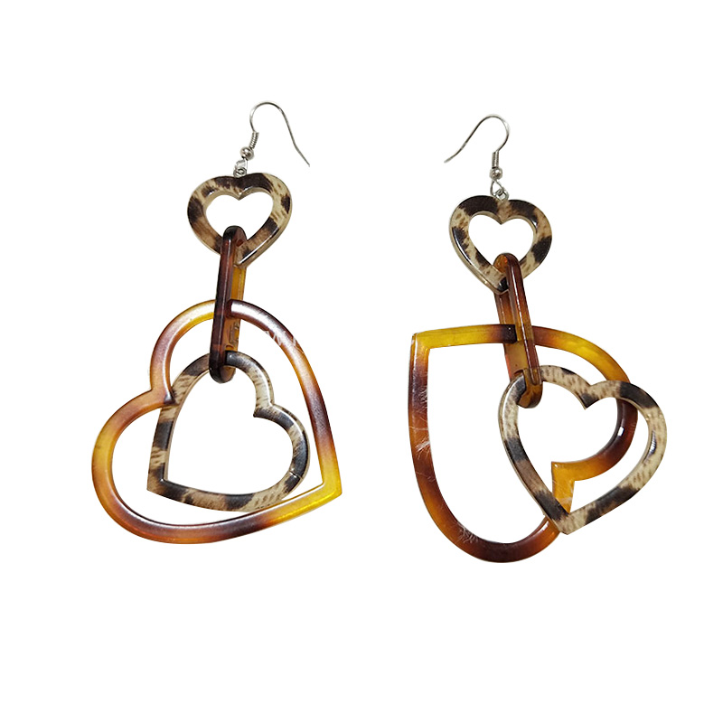 Fashionable Simple Geometric Earrings Multi-layer Heart-shaped Acrylic Leopard-print Tortoise Earrings