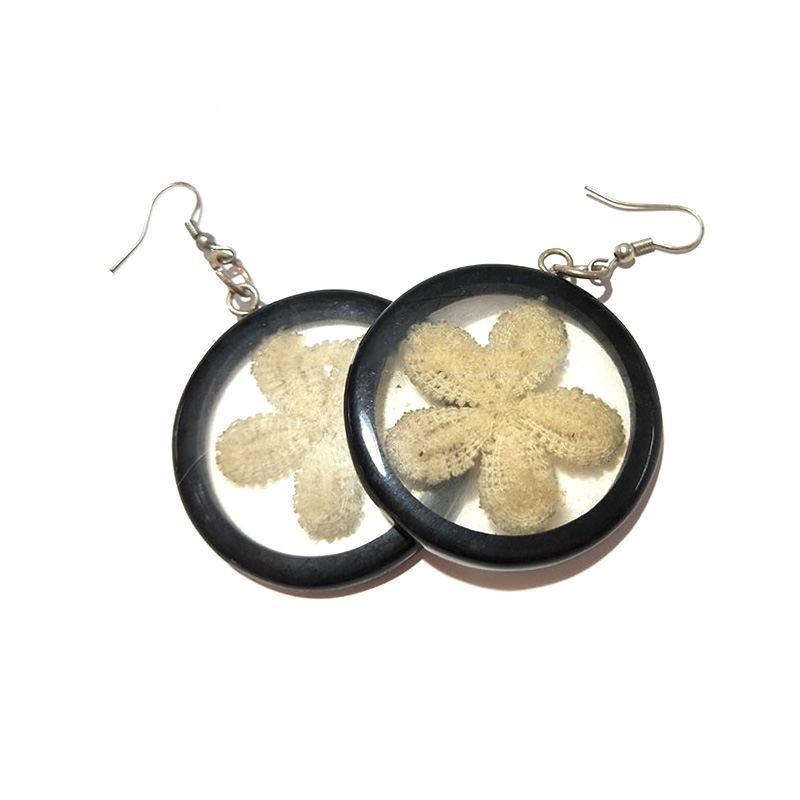 Black fashion circle flower acrylic Earrings