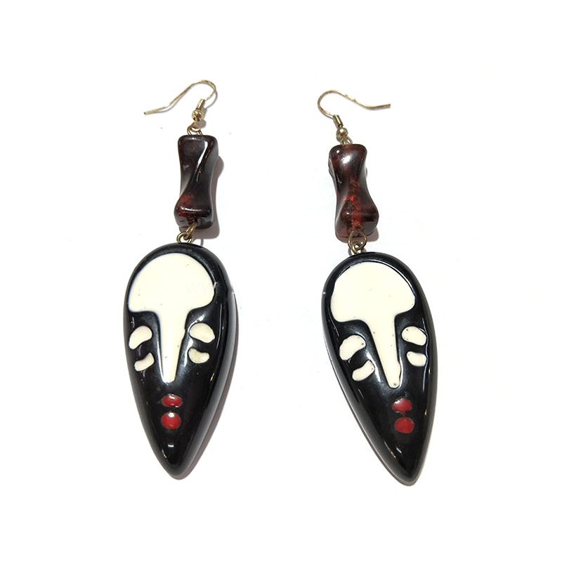 Black personality grimace pendant acrylic Earrings