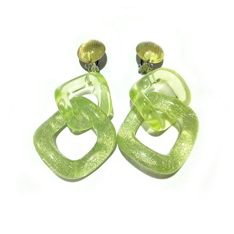 Euro-American Wind Rule Geometric Creative Retro Green Transparent Acrylic Woman Earrings