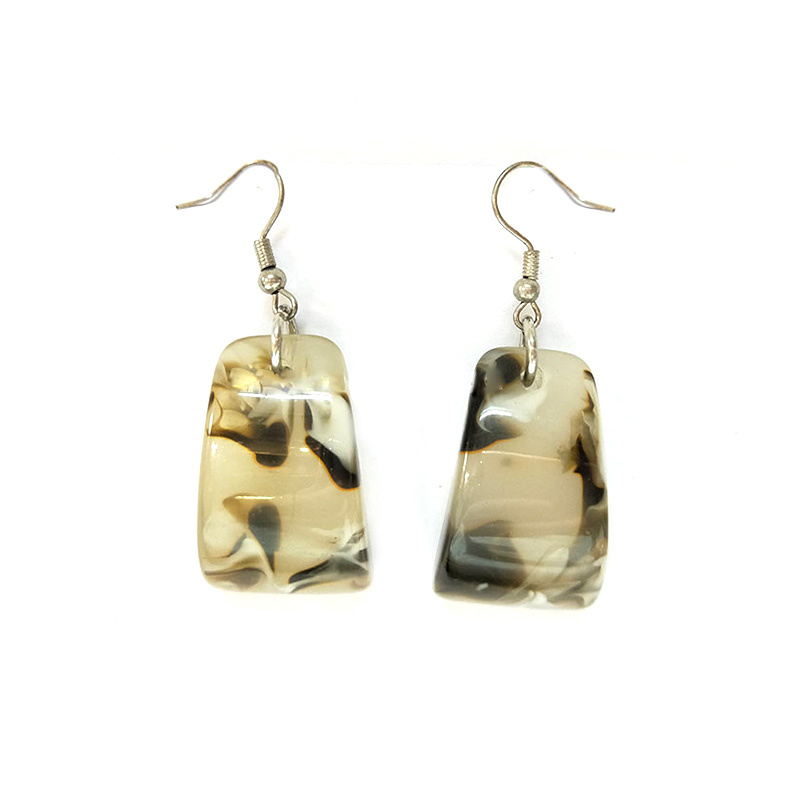 Marble texture acrylic square stitching earrings for women