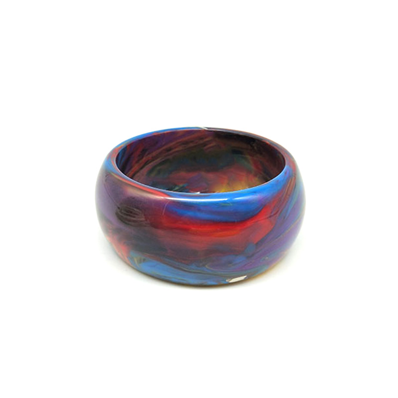 Blue and red double-colored round acrylic bracelet for women