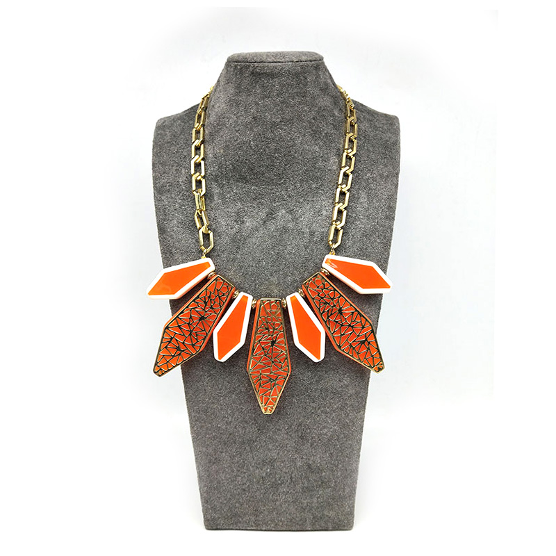 Fashionable design irregular personality geometry orange pattern women Acrylic Resin Necklace