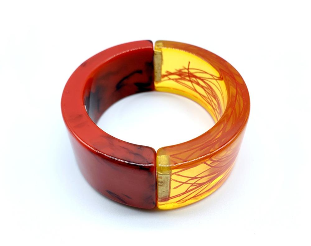 Newest design thread inside magnet resin bangle resin bracelet for lady