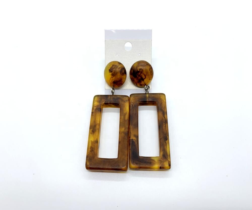 Resin jewelry matt rectangle retro earrings pendant for lady