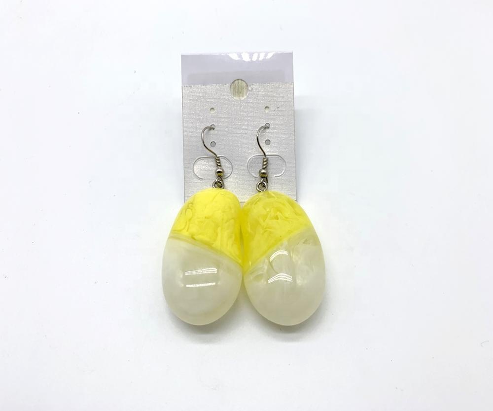 Resin bean shaped pendant earrings party accessary for women