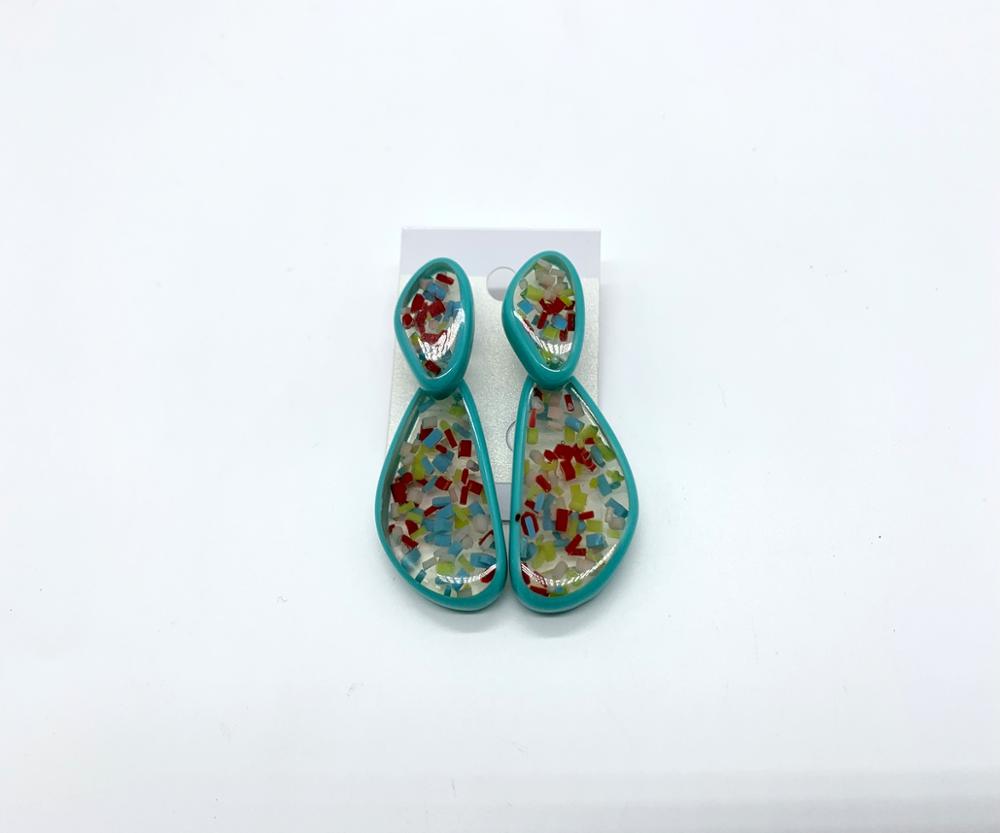 Resin jewelry dry flower inside earring retro style