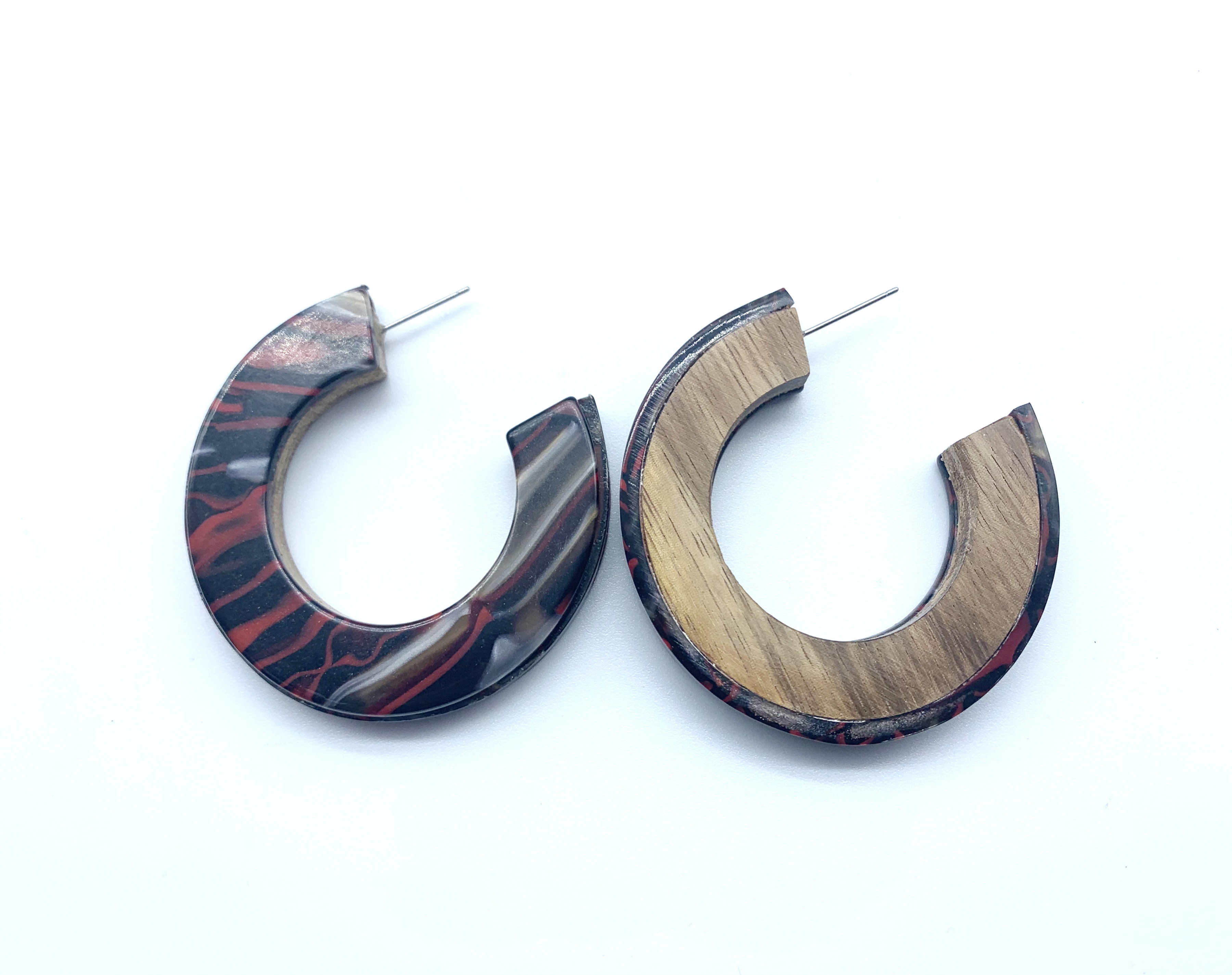 Popular wood acrylic large hoop earring for women