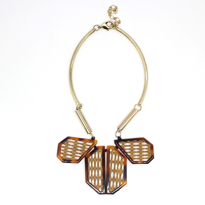 Latest design handmade knit woven tortoise acrylic necklace