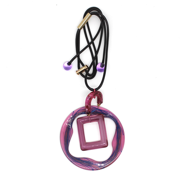 Fashion jewelry adjustable string resin necklace pendant