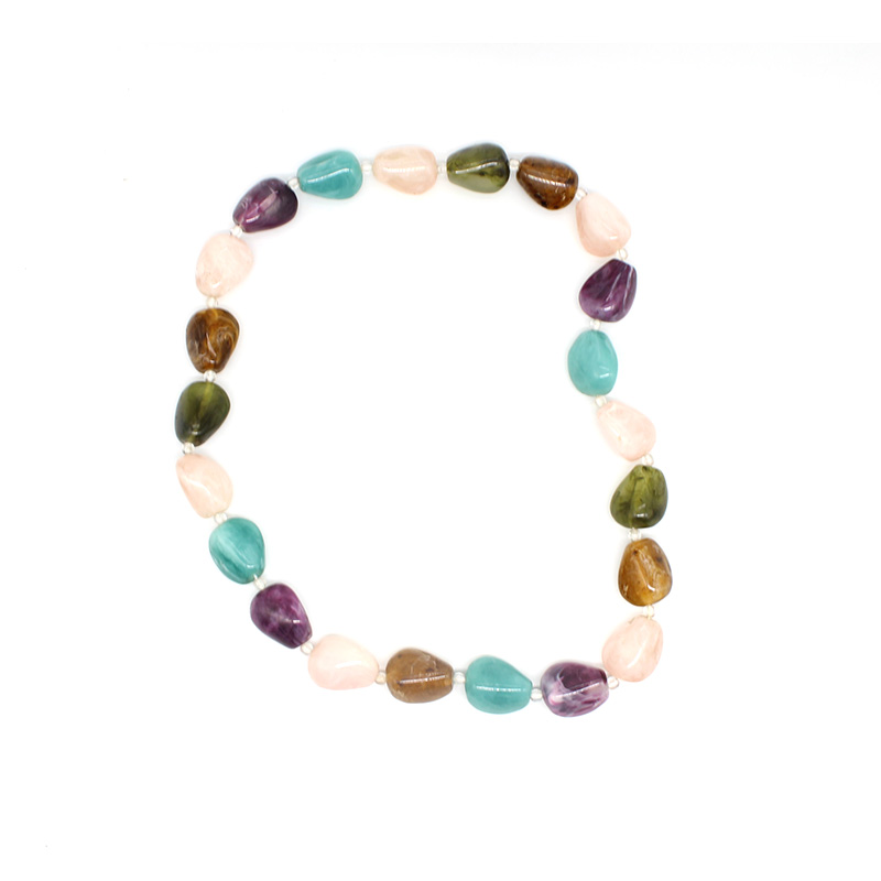 Popular colorful multicolor stone link resin necklace resin chain