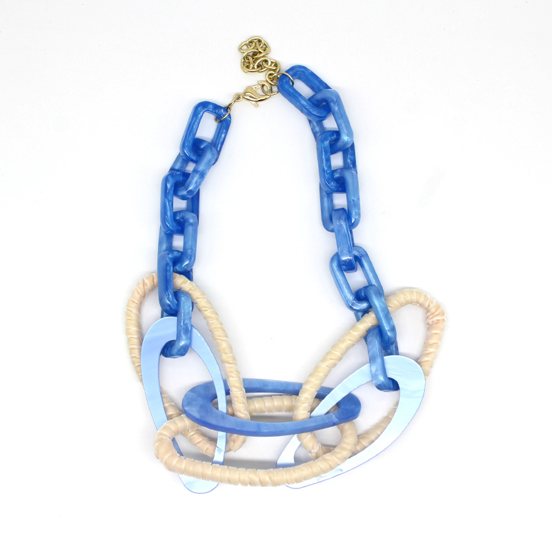 Fahion jewelry handmade marble acrylic links chain necklace