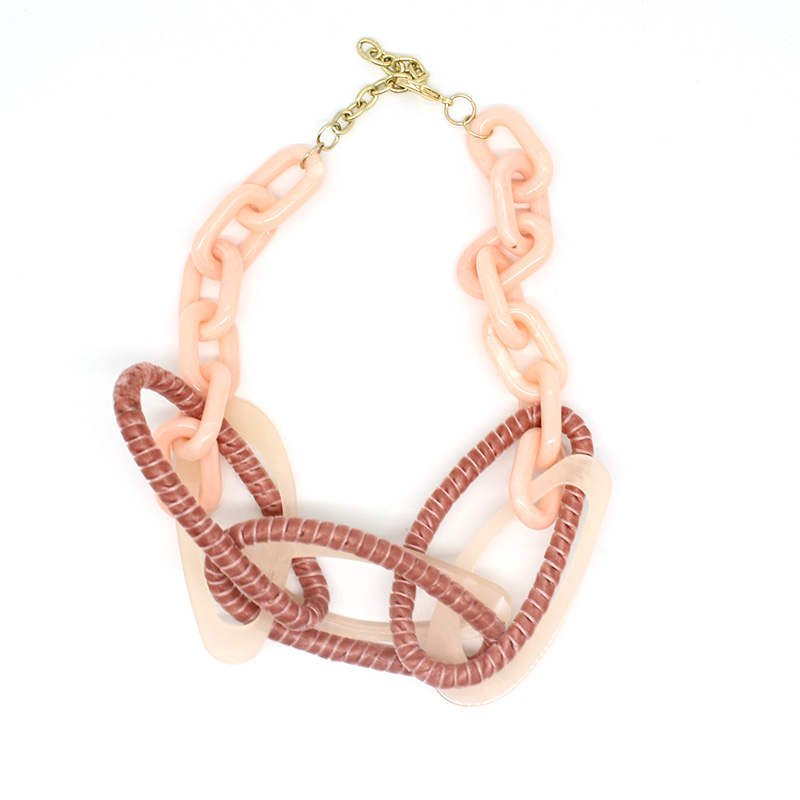 Fahion jewelry handmade marble acrylic links chain necklace