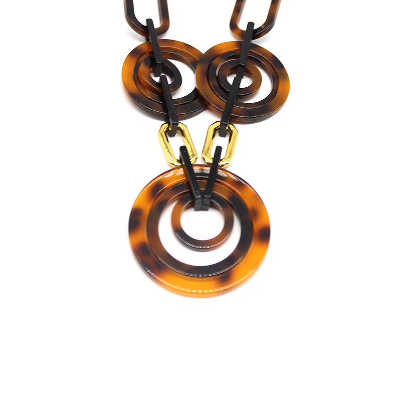 Fashion tortoise jewelry acrylic pendant circle link necklace